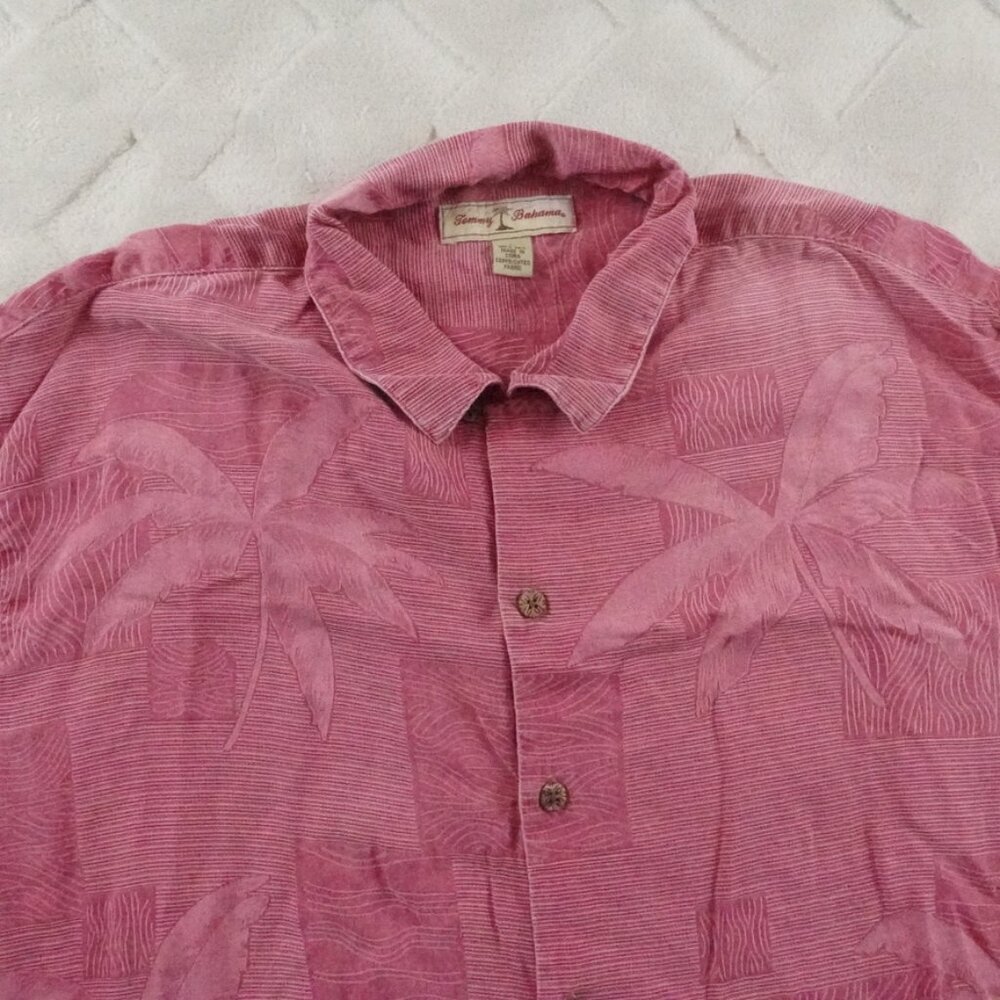 Tommy Bahama Hawaiian Silk Shirt Mens Large Button Up Floral Tropical Print